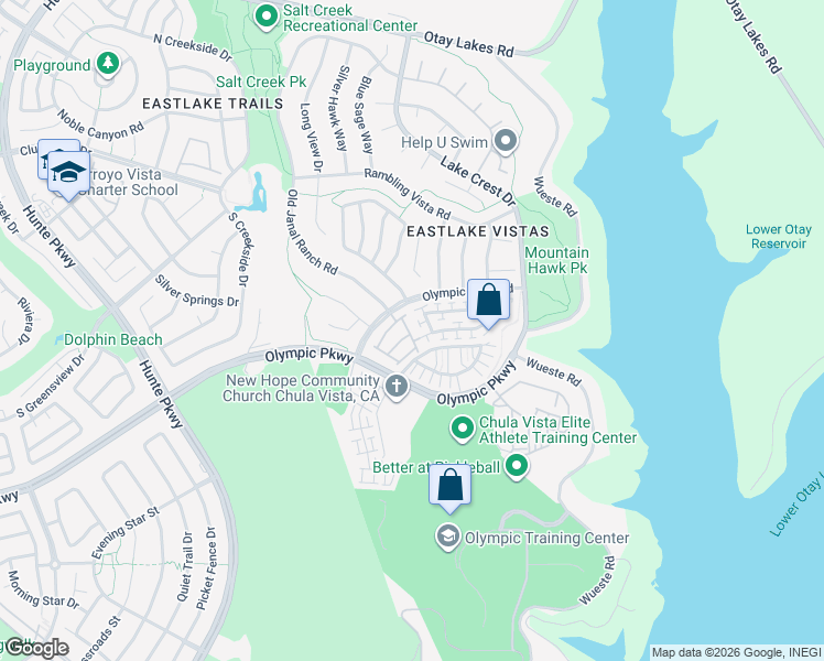 map of restaurants, bars, coffee shops, grocery stores, and more near 2780 Weeping Willow Road in Chula Vista