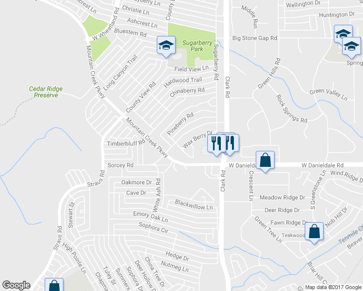 map of restaurants, bars, coffee shops, grocery stores, and more near 7099 Wax Berry Drive in Dallas