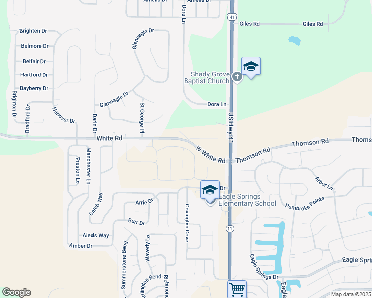 map of restaurants, bars, coffee shops, grocery stores, and more near 103 Chatham Court in Byron