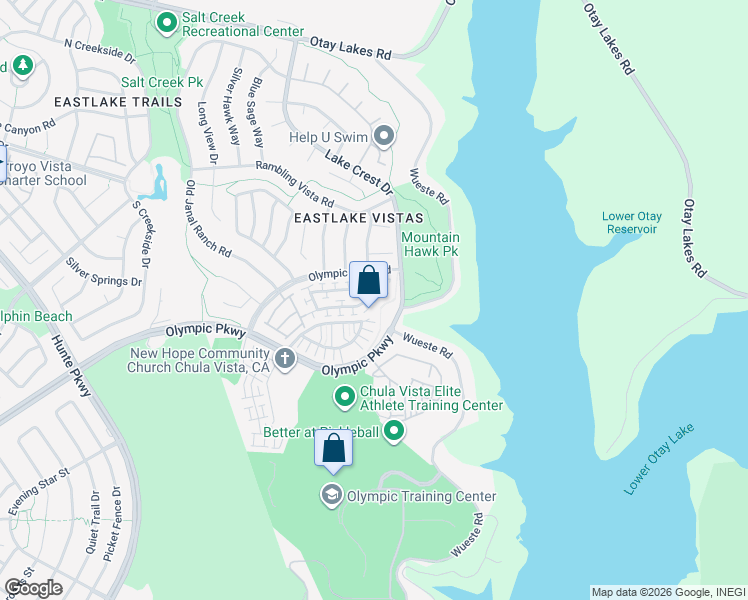 map of restaurants, bars, coffee shops, grocery stores, and more near 2936 Weeping Willow Road in Chula Vista