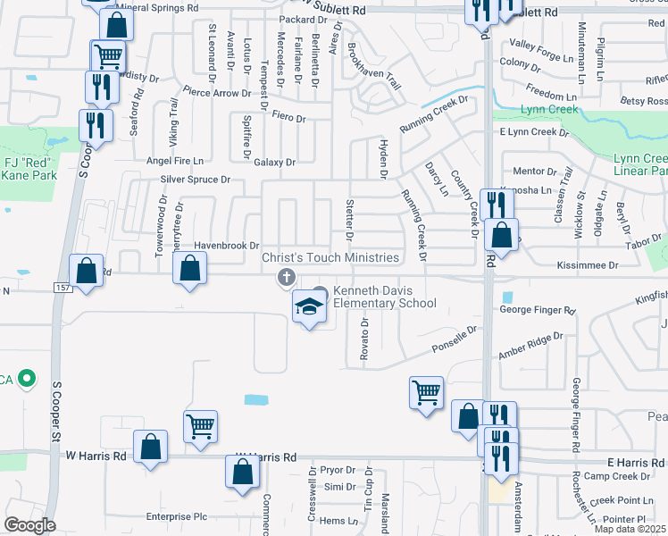 map of restaurants, bars, coffee shops, grocery stores, and more near 868 Shoal Creek Drive in Arlington