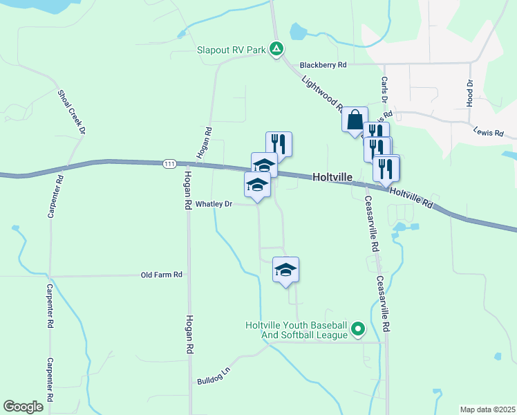 map of restaurants, bars, coffee shops, grocery stores, and more near 287 Whatley Drive in Deatsville