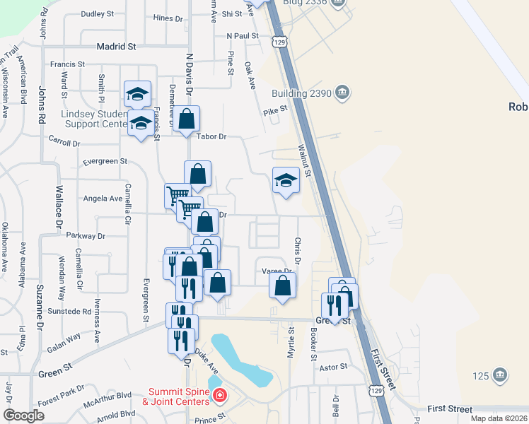 map of restaurants, bars, coffee shops, grocery stores, and more near 109 Ignico Drive in Warner Robins