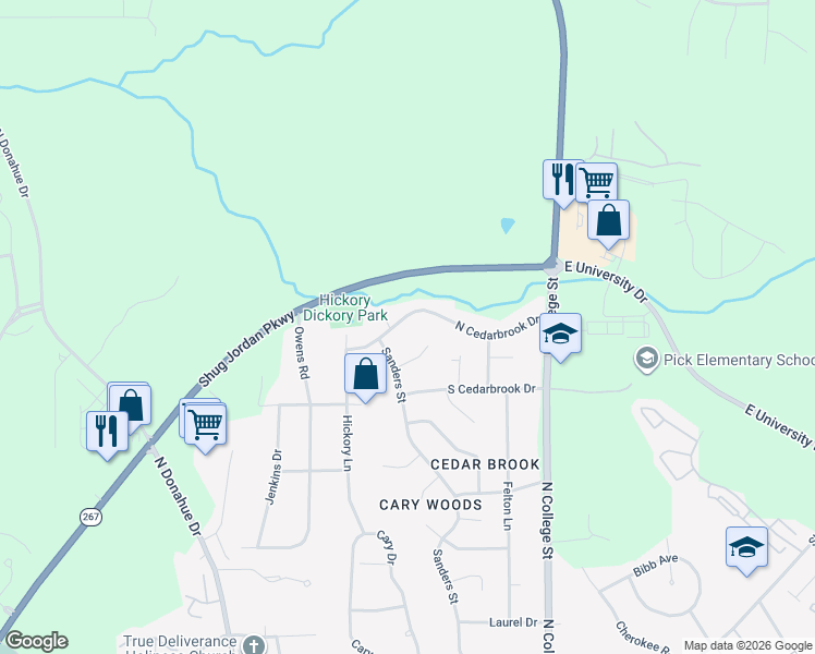 map of restaurants, bars, coffee shops, grocery stores, and more near 1340 Sanders Street in Auburn