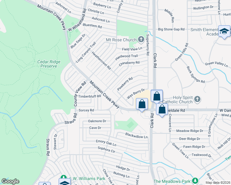 map of restaurants, bars, coffee shops, grocery stores, and more near 7337 Pineberry Road in Dallas