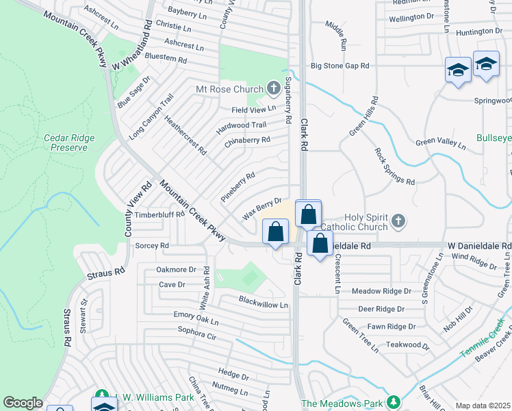 map of restaurants, bars, coffee shops, grocery stores, and more near 7061 Wax Berry Drive in Dallas