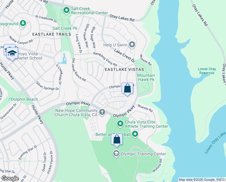 map of restaurants, bars, coffee shops, grocery stores, and more near 2796 Bear Valley Road in Chula Vista