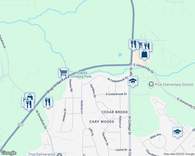 map of restaurants, bars, coffee shops, grocery stores, and more near 337 N Cedarbrook Dr in Auburn