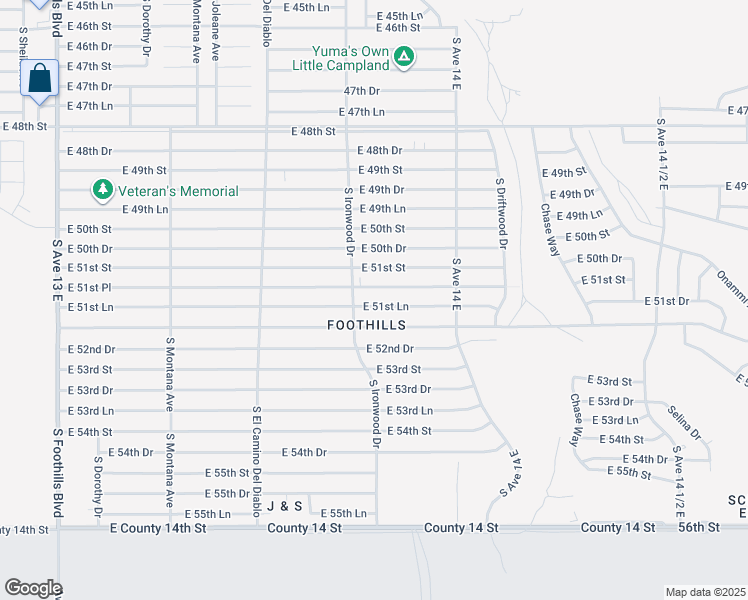 map of restaurants, bars, coffee shops, grocery stores, and more near 13701-13799 51st Place in Yuma