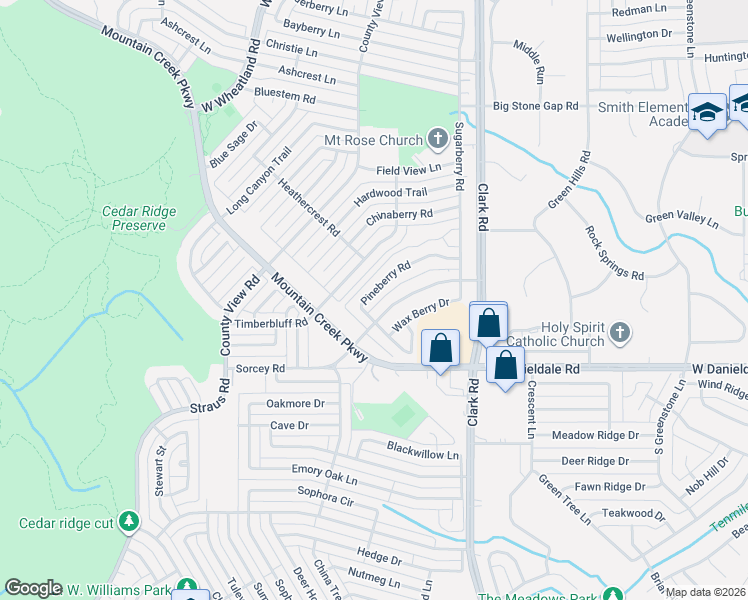 map of restaurants, bars, coffee shops, grocery stores, and more near 7257 Pineberry Road in Dallas