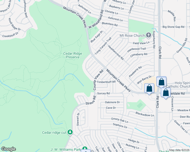 map of restaurants, bars, coffee shops, grocery stores, and more near 9520 Zelkova Circle in Dallas