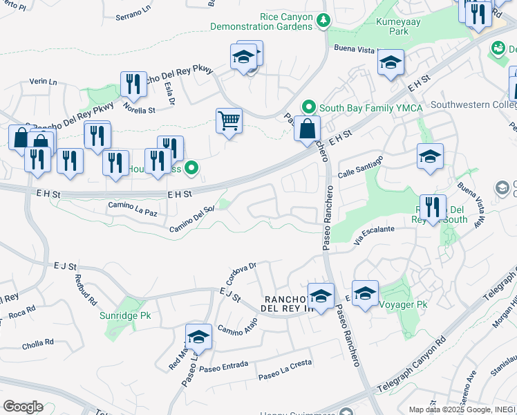 map of restaurants, bars, coffee shops, grocery stores, and more near 1071 Calle Del Amor in Chula Vista