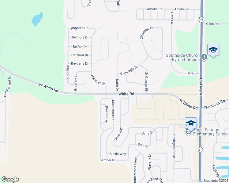 map of restaurants, bars, coffee shops, grocery stores, and more near 179 White Road in Byron