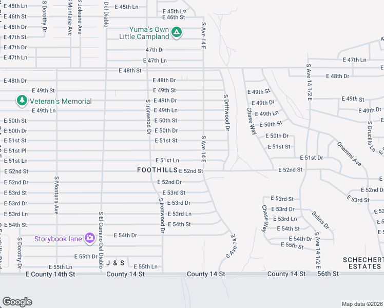 map of restaurants, bars, coffee shops, grocery stores, and more near 13769 51st Place in Yuma