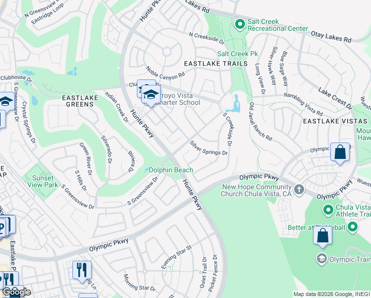 map of restaurants, bars, coffee shops, grocery stores, and more near 1408 Appalachian Place in Chula Vista