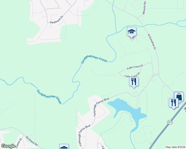 map of restaurants, bars, coffee shops, grocery stores, and more near 1415 Falls Crest Drive in Auburn