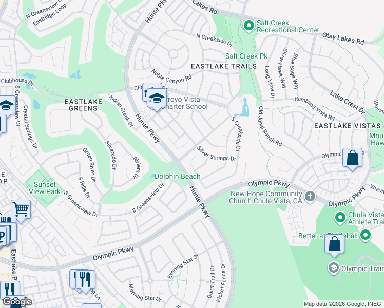 map of restaurants, bars, coffee shops, grocery stores, and more near 1408 Appalachian Place in Chula Vista
