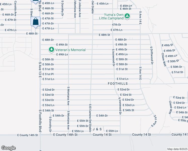map of restaurants, bars, coffee shops, grocery stores, and more near 13529 51st Place in Yuma