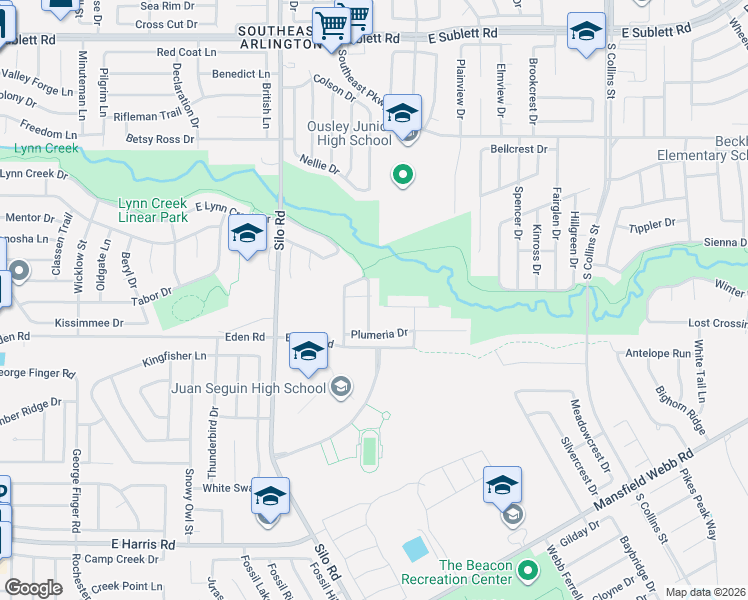 map of restaurants, bars, coffee shops, grocery stores, and more near 6711 Waterlilly Drive in Arlington