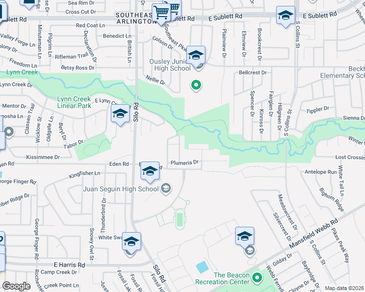 map of restaurants, bars, coffee shops, grocery stores, and more near 6711 Waterlilly Drive in Arlington