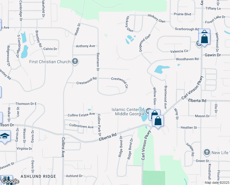 map of restaurants, bars, coffee shops, grocery stores, and more near 122 Crestwood Circle in Centerville