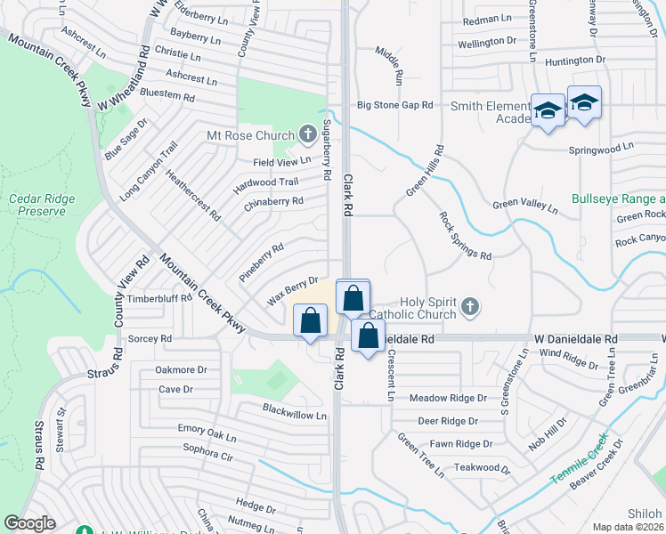 map of restaurants, bars, coffee shops, grocery stores, and more near 9506 Sugarberry Road in Dallas