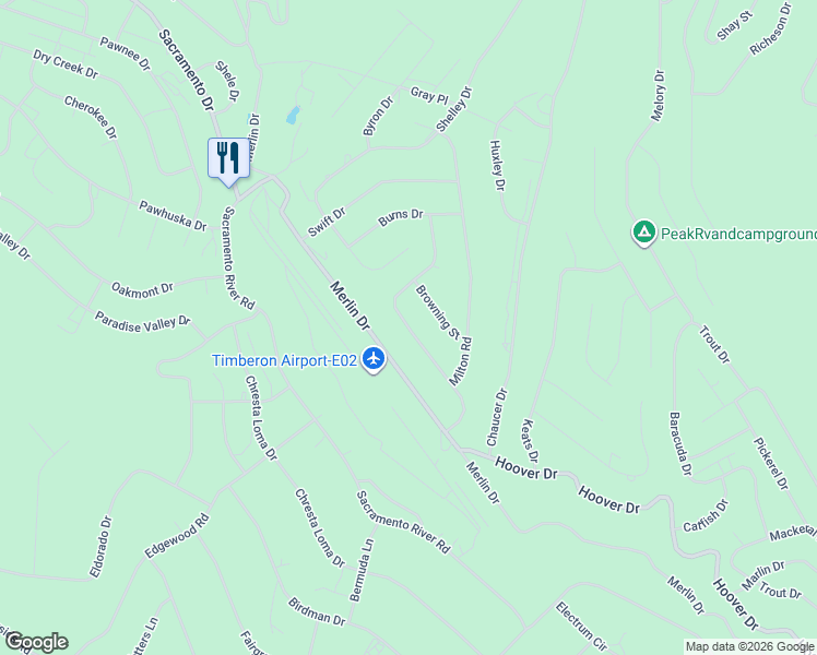 map of restaurants, bars, coffee shops, grocery stores, and more near Milton Road in Timberon