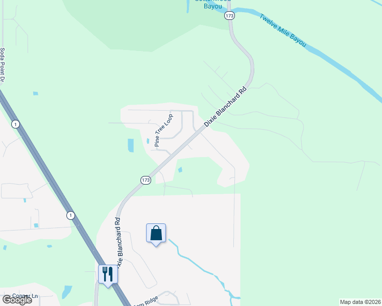 map of restaurants, bars, coffee shops, grocery stores, and more near 6502 Greenbriar Drive in Shreveport