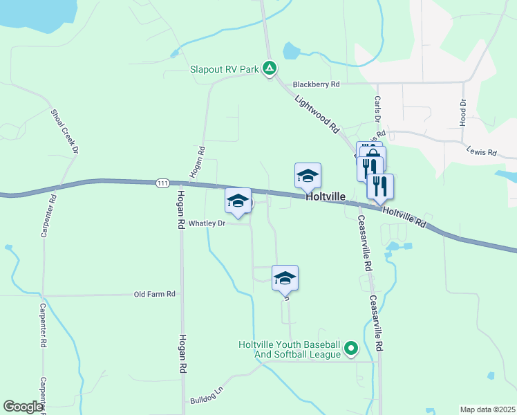 map of restaurants, bars, coffee shops, grocery stores, and more near 10425 Holtville Road in Deatsville