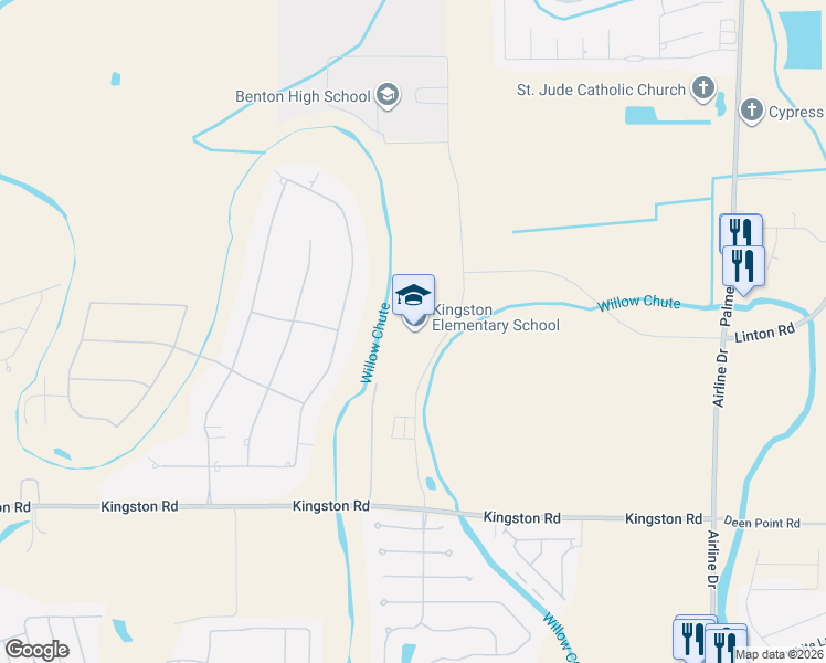 map of restaurants, bars, coffee shops, grocery stores, and more near 601 Kingston Road in Benton