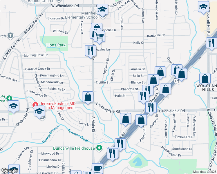 map of restaurants, bars, coffee shops, grocery stores, and more near 138 Graystone Place in Duncanville