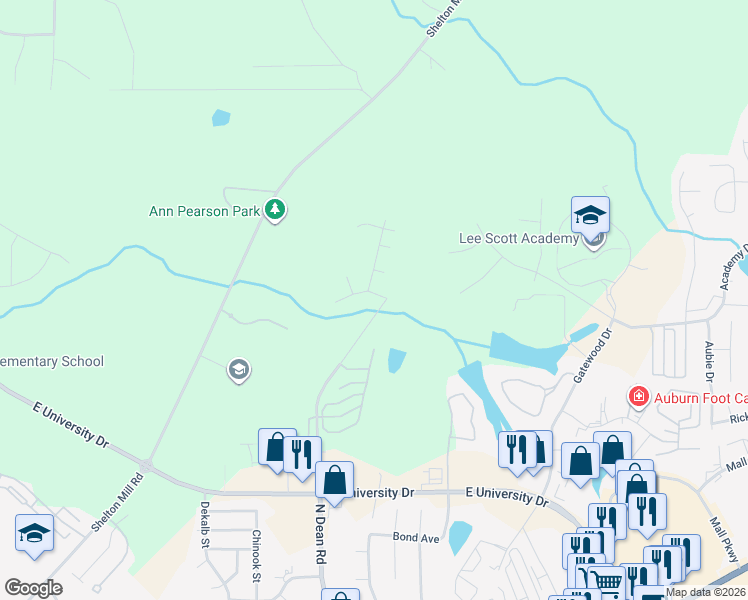 map of restaurants, bars, coffee shops, grocery stores, and more near 960 Sandstone Lane in Auburn