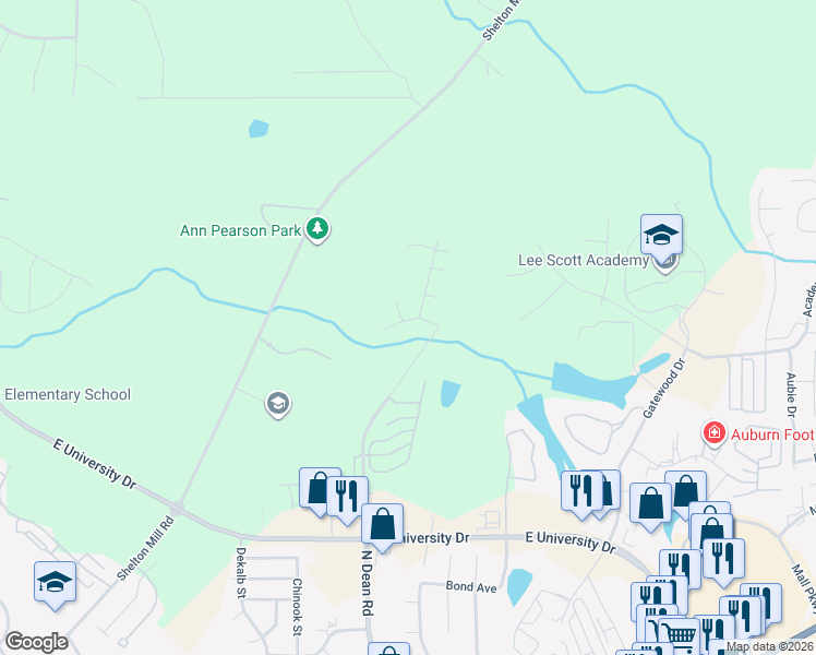 map of restaurants, bars, coffee shops, grocery stores, and more near 960 Sandstone Lane in Auburn