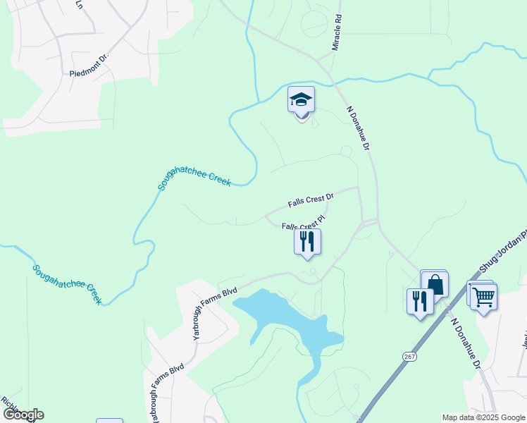 map of restaurants, bars, coffee shops, grocery stores, and more near 1270 Falls Crest Drive in Auburn
