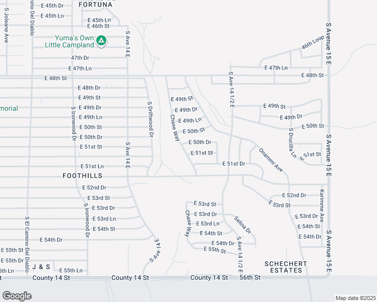 map of restaurants, bars, coffee shops, grocery stores, and more near 14296 East 51st Street in Yuma