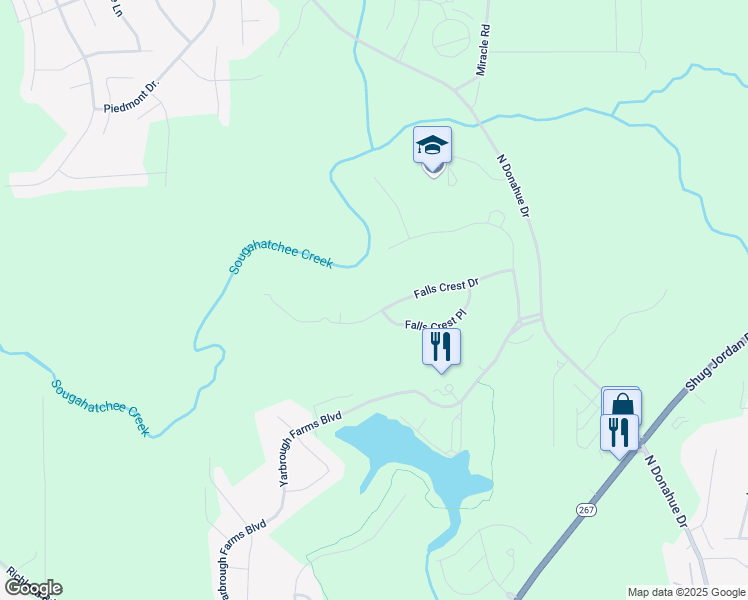 map of restaurants, bars, coffee shops, grocery stores, and more near 1270 Falls Crest Drive in Auburn