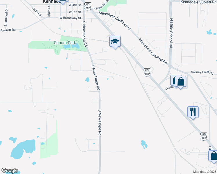 map of restaurants, bars, coffee shops, grocery stores, and more near 429 S New Hope Rd in Kennedale
