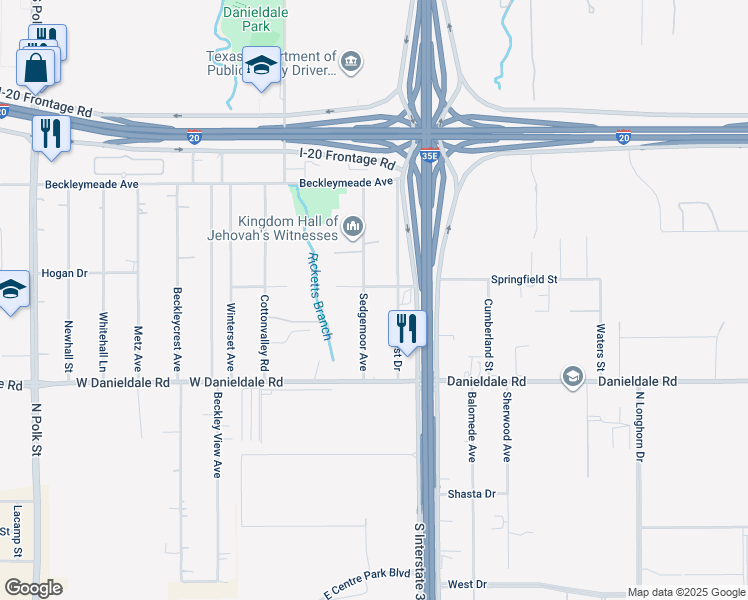 map of restaurants, bars, coffee shops, grocery stores, and more near 9229 Bluecrest Drive in Dallas