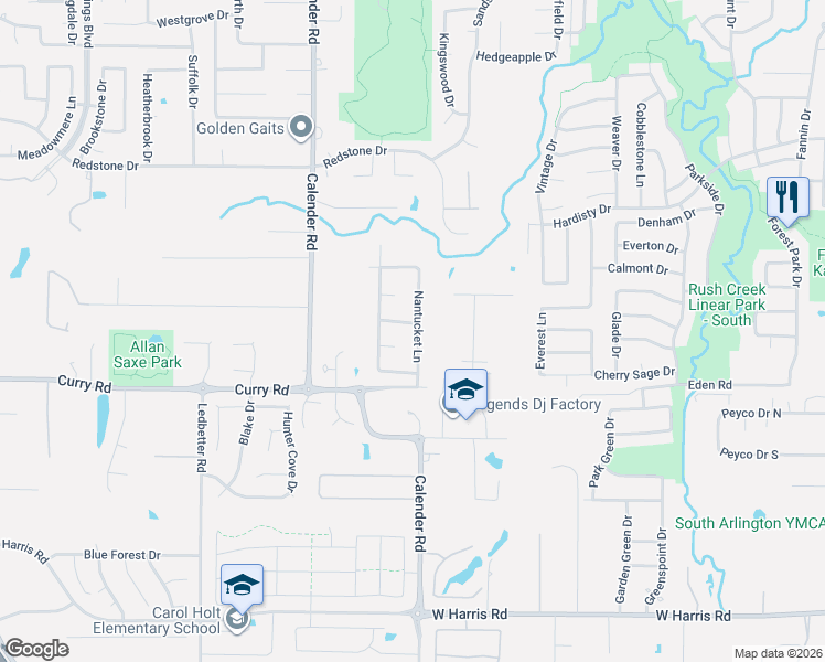 map of restaurants, bars, coffee shops, grocery stores, and more near 6709 Nantucket Lane in Arlington