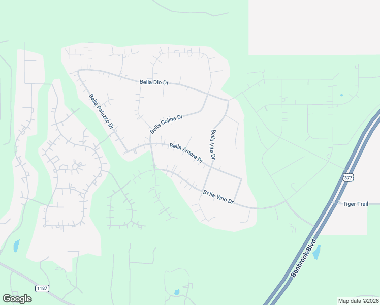 map of restaurants, bars, coffee shops, grocery stores, and more near Bella Amore Drive in Fort Worth