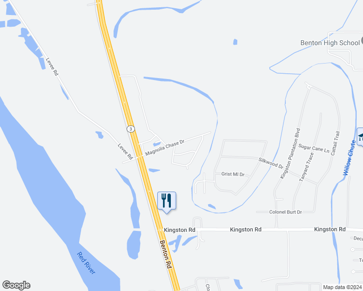 map of restaurants, bars, coffee shops, grocery stores, and more near 108 Magnolia Chase Drive in Benton
