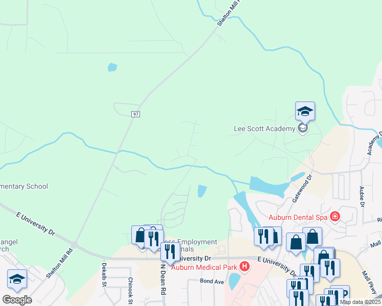 map of restaurants, bars, coffee shops, grocery stores, and more near 959 Sandstone Lane in Auburn