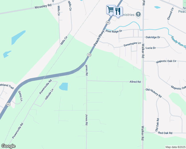map of restaurants, bars, coffee shops, grocery stores, and more near 756 Jones Road in Byron