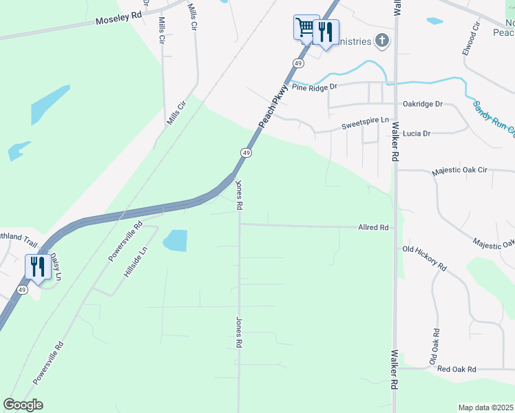 map of restaurants, bars, coffee shops, grocery stores, and more near 756 Jones Road in Byron