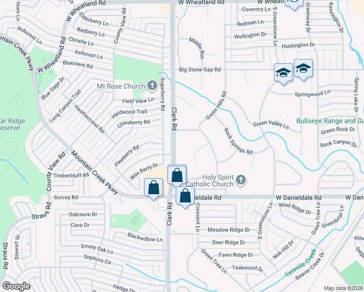 map of restaurants, bars, coffee shops, grocery stores, and more near 1410 South Clark Road in Duncanville