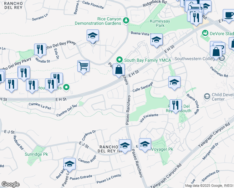 map of restaurants, bars, coffee shops, grocery stores, and more near 1152 Calle Dulce in Chula Vista