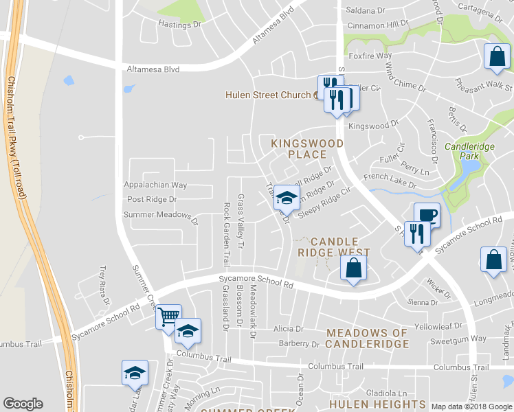 map of restaurants, bars, coffee shops, grocery stores, and more near 7304 Diamond Springs Court in Fort Worth