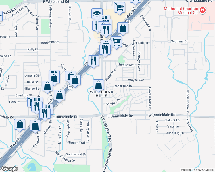 map of restaurants, bars, coffee shops, grocery stores, and more near 802 Gable Avenue in Duncanville