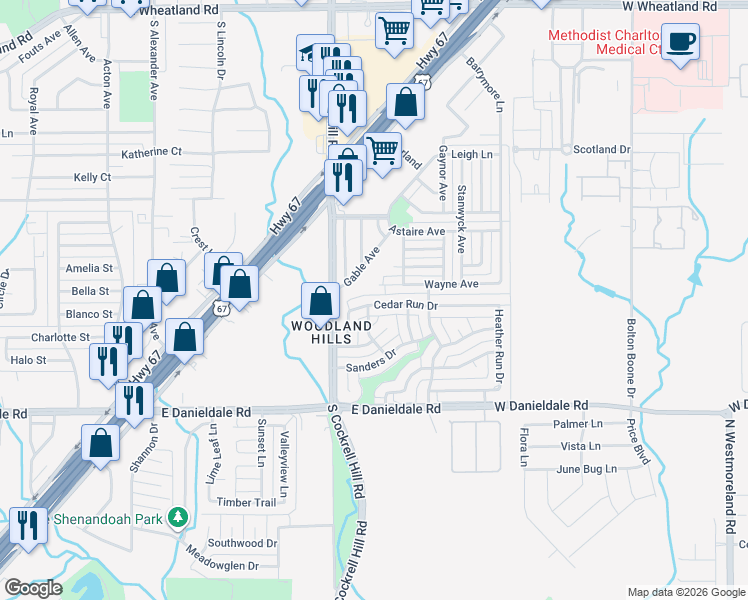 map of restaurants, bars, coffee shops, grocery stores, and more near 1003 Cedar Run Drive in Duncanville