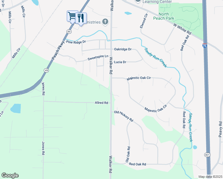 map of restaurants, bars, coffee shops, grocery stores, and more near 555 Walker Road in Byron